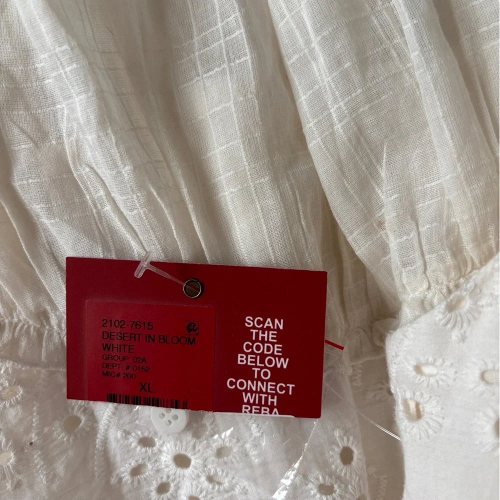 Reba 100% Cotton Ruffled Cream Eyelet Sleeveless Maxi Dress Women’s Large NEW - Picture 11 of 13